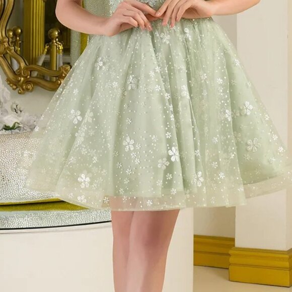 New Off The Shoulder Cocktail Dress w/ Sequins & Butterfly Embroidery GS3685 - Picture 6 of 9